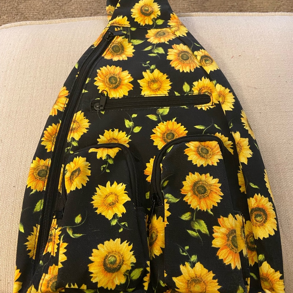 Sunflower Print Sling Bag